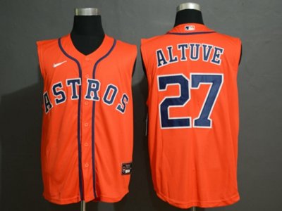 Houston Astros #27 Jose Altuve Orange 2020 Refreshing Sleeveless Fan Cool Base Jersey