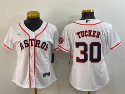 Women's Houston Astros #30 Kyle Tucker White Cool Base Jersey