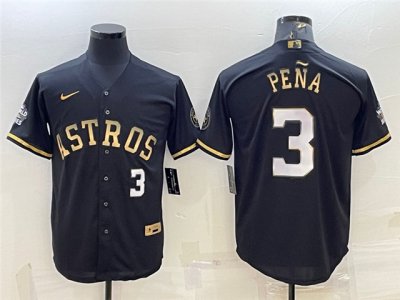 Houston Astros #3 Jeremy Pena Black Gold w/World Series Patch Jersey