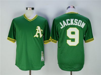 Oakland Athletics #9 Reggie Jackson 1974 Throwback Green Jersey