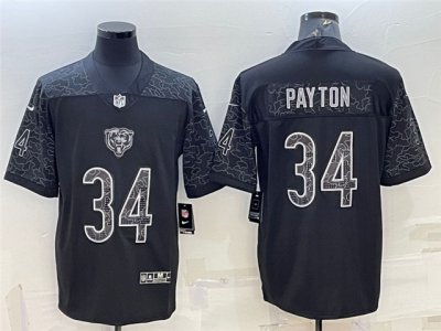 Chicago Bears #34 Walter Payton Black RFLCTV Limited Jersey