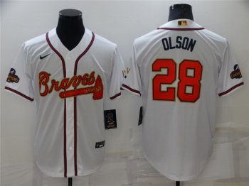 Atlanta Braves #28 Matt Olson White 2022 Gold Program Cool Base Jersey