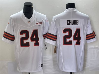 Cleveland Browns #24 Nick Chubb White 1946 Collection Vapor F.U.S.E. Limited Jersey