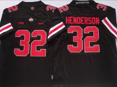 NCAA Ohio State Buckeyes #32 TreVeyon Henderson Black Red College Jersey