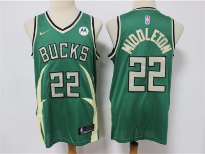 Milwaukee Bucks #22 Khris Middleton Green 2021 Earned Edition Swingman Jersey