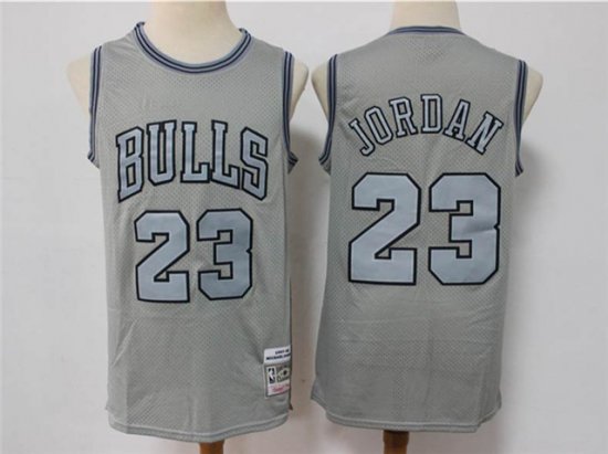 Chicago Bulls #23 Michael Jordan Metal Gray Hardwood Classics Jersey