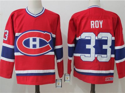 Montreal Canadiens #33 Patrick Roy CCM Vintage Red Jersey