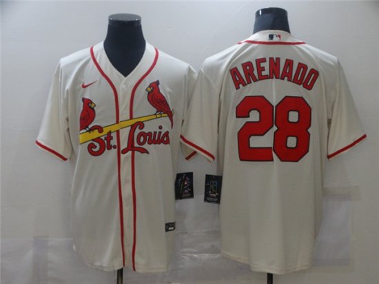 St. Louis Cardinals #28 Nolan Arenado Cream Cool Base Jersey