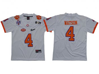 NCAA Clemson Tigers #4 Deshaun Watson White College Football Jersey