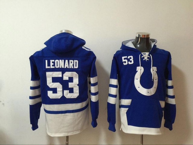 Indianapolis Colts #53 Darius Leonard Blue Pocket Pullover Hoodie - Click Image to Close