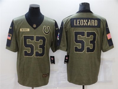 Indianapolis Colts #53 Darius Leonard 2021 Olive Salute To Service Limited Jersey