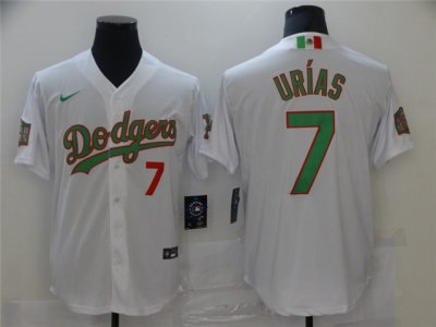 Los Angeles Dodgers #7 Julio Urias White Mexico Flag Themed World Series Jersey