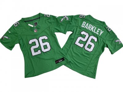 Womens Philadelphia Eagles #26 Saquon Barkley Kelly Green Vapor F.U.S.E. Limited Jersey