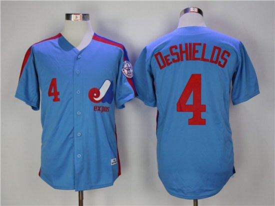 Montreal Expos #4 Delino DeShields Blue Throwback Jersey