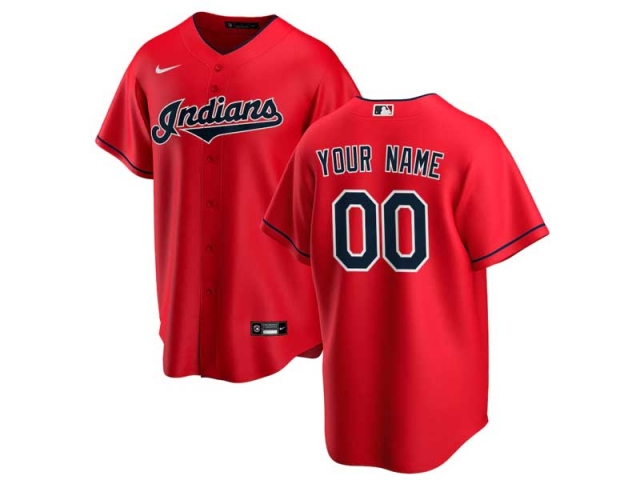 Cleveland Indians Custom #00 Alternate Red Cool Base Jersey - Click Image to Close