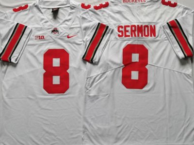 NCAA Ohio State Buckeyes #8 Trey Sermon White College Football Jersey
