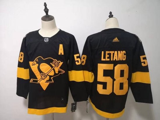 Women's Youth Pittsburgh Penguins #58 Kris Letang Black 2019 Stadium Series Jersey