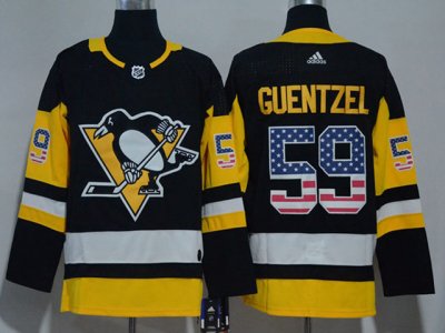 Pittsburgh Penguins #59 Jake Guentzel Black USA Flag Fashion Jersey