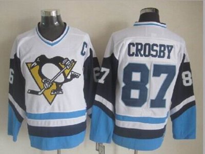Pittsburgh Penguins #87 Sidney Crosby 1978 Vintage CCM White/Blue Jersey