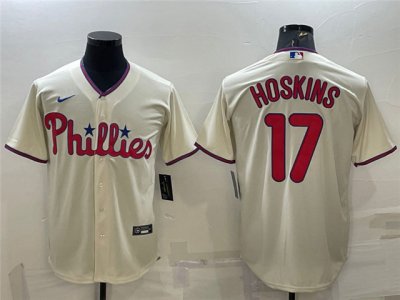 Philadelphia Phillies #17 Rhys Hoskins Cream Cool Base Jersey