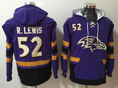 Baltimore Ravens #52 Ray Lewis Purple Pocket Pullover Hoodie