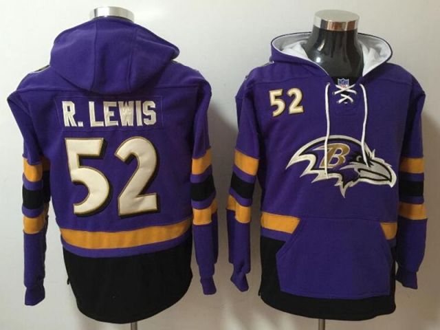 Baltimore Ravens #52 Ray Lewis Purple Pocket Pullover Hoodie - Click Image to Close