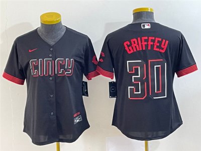 Womens Cincinnati Reds #30 Ken Griffey Jr. Black 2023 City Connect Jersey