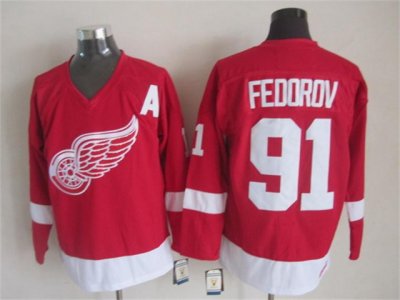 Detroit Red Wings #91 Sergei Fedorov 2002 CCM Vintage Red Jersey