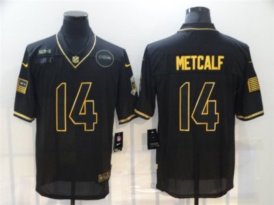 Seattle Seahawks #14 DK Metcalf Black Gold Salute To Service Limited Jersey