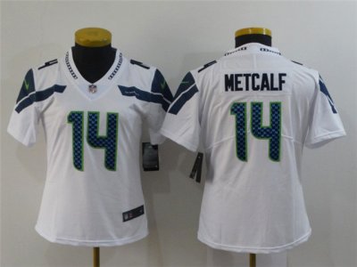 Women's Seattle Seahawks #14 DK Metcalf White Vapor Limited Jersey