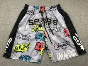 San Antonio Spurs Spurs Gray Graffiti Basketball Shorts