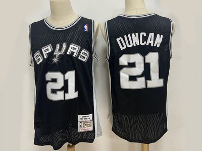 San Antonio Spurs #21 Tim Duncan Black Hardwood Classics Jersey