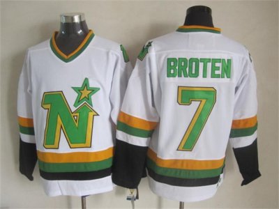 Minnesota North Stars #7 Neal Broten 1980's CCM Vintage White Jersey