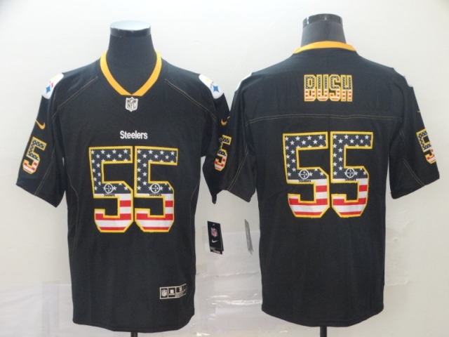 Pittsburgh Steelers #55 Devin Bush Black USA Flag Fashion Limited Jersey - Click Image to Close