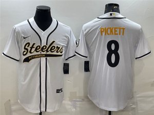 Pittsburgh Steelers #8 Kenny Pickett White Baseball Cool Base Jersey