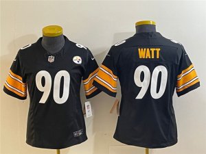 Womens Pittsburgh Steelers #90 T.J. Watt Black Vapor F.U.S.E. Limited Jersey