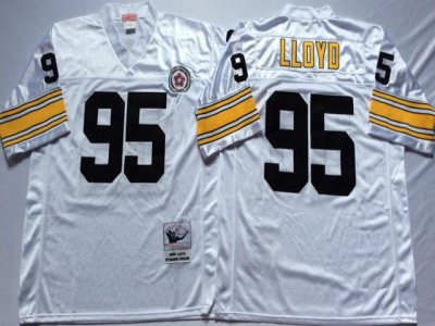 Pittsburgh Steelers #95 Greg Lloyd Throwback White Jersey