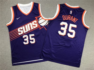 Youth Phoenix Suns #35 Kevin Durant 2023-24 New Purple Swingman Jersey