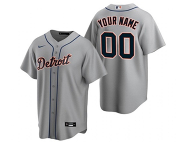 Detroit Tigers #00 Gray Cool Base Custom Jersey - Click Image to Close