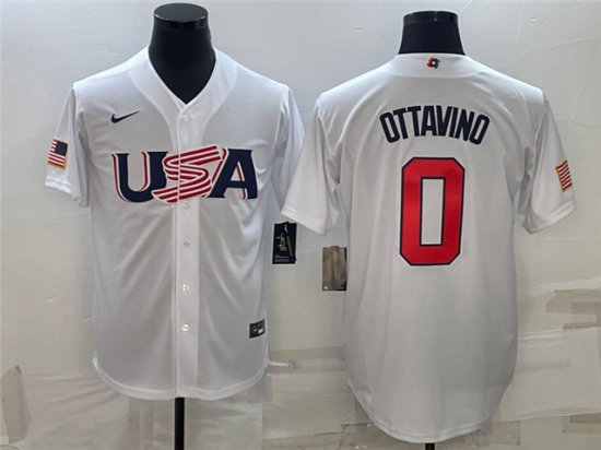 USA #0 Adam Ottavino White 2023 World Baseball Classic Jersey