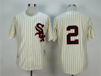 Chicago White Sox #2 Nellie Fox 1959 Throwback Cream Pinstripe Jersey