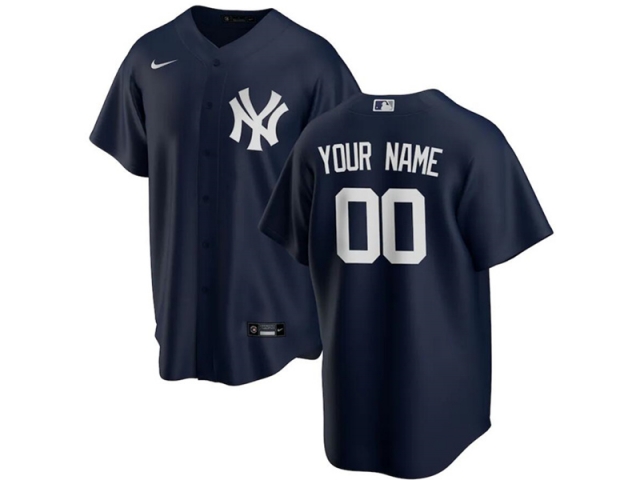 New York Yankees Custom #00 Navy Cool Base Jersey - Click Image to Close