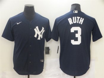 New York Yankees #3 Babe Ruth Navy Cool Base Jersey