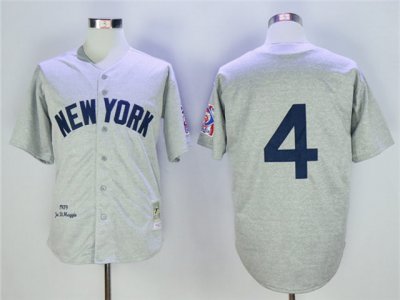 New York Yankees #4 Lou Gehrig 1939 Throwback Road Gray Jersey