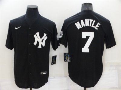 New York Yankees #7 Mickey Mantle Black Fashion Cool Base Jersey