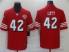 San Francisco 49ers #42 Ronnie Lott Red Alternate 75th Anniversary Vapor Limited Jersey