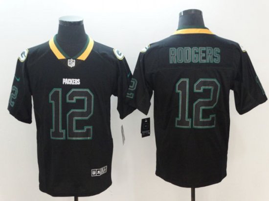 Green Bay Packers #12 Aaron Rodgers 2018 Lights Out Black Limited Jersey