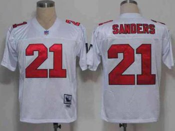 Atlanta Falcons #21 Deion Sanders Throwback White Jersey