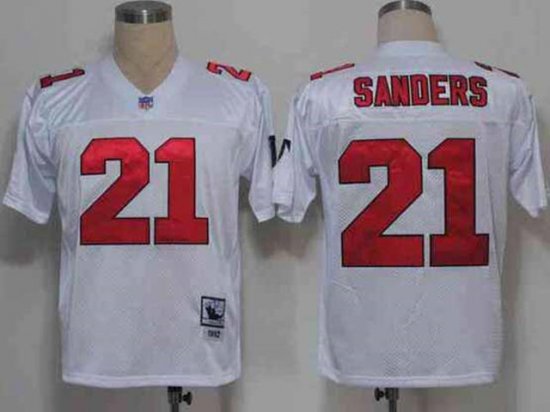 Atlanta Falcons #21 Deion Sanders Throwback White Jersey