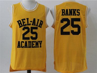 The Fresh Prince of Bel-Air Bel-Air Academy #25 Carlton Banks Yellow Movie Basketball Jersey